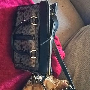 Dooney and bourke purse black and white initials